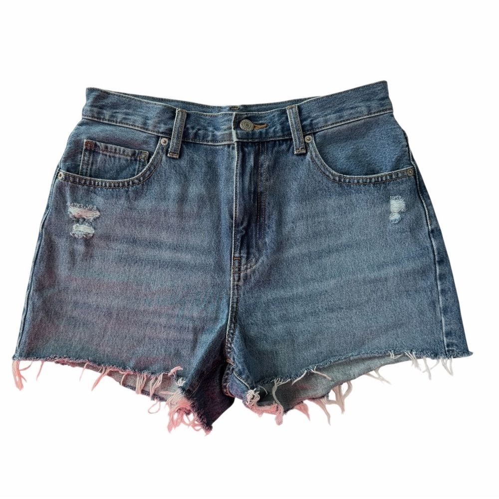 Uniqlo Blue Distressed Jean Shorts do women 100% cotton size 26 waits